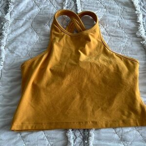 Beyond Yoga Spacedye Well Rounded Cropped Halter Tank on Sunflower Heather
